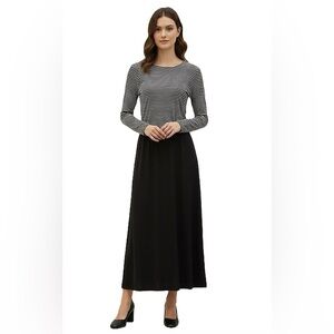 DEVORAH'S SECRET Black Modest Top/Shell White Stripes